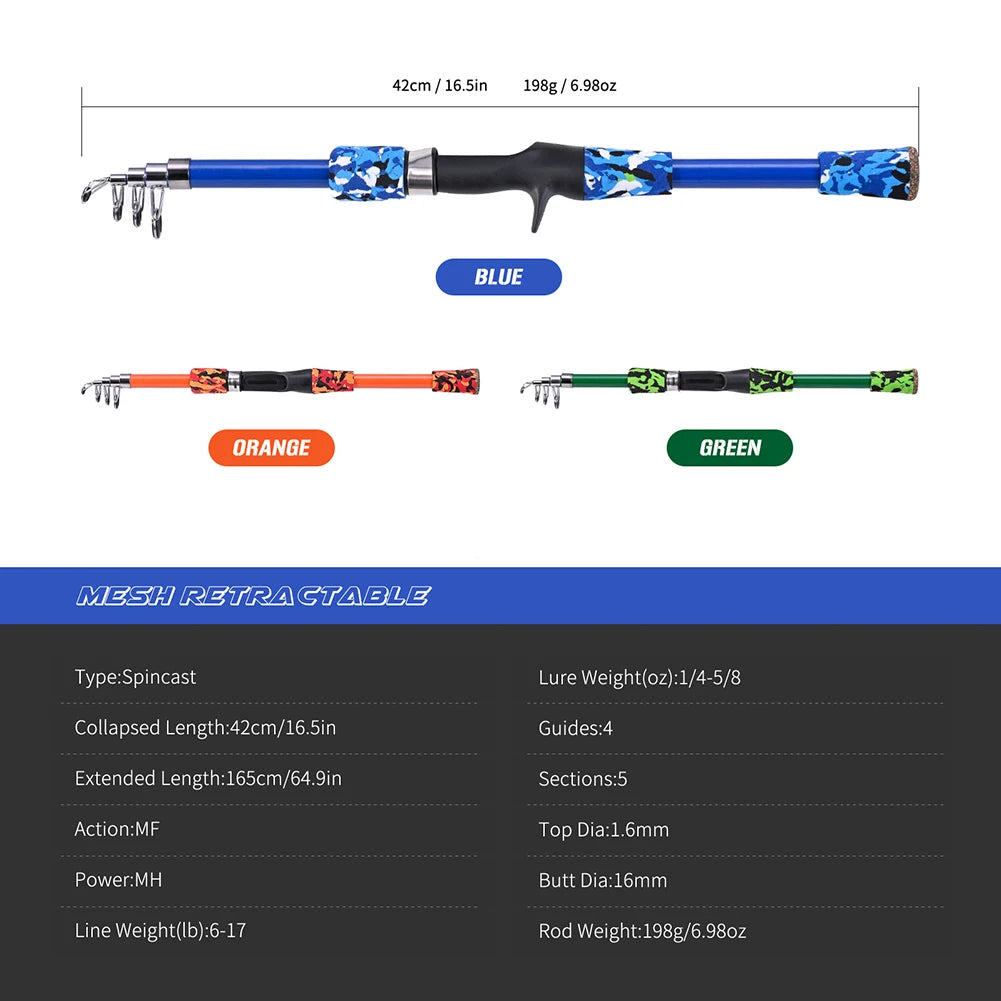 Children Fishing Pole Telescopic Hand Fishing Pole Mini Kids Fishing Rod With Fish Wheel Outdoor Accessories for Lakes Reservoir