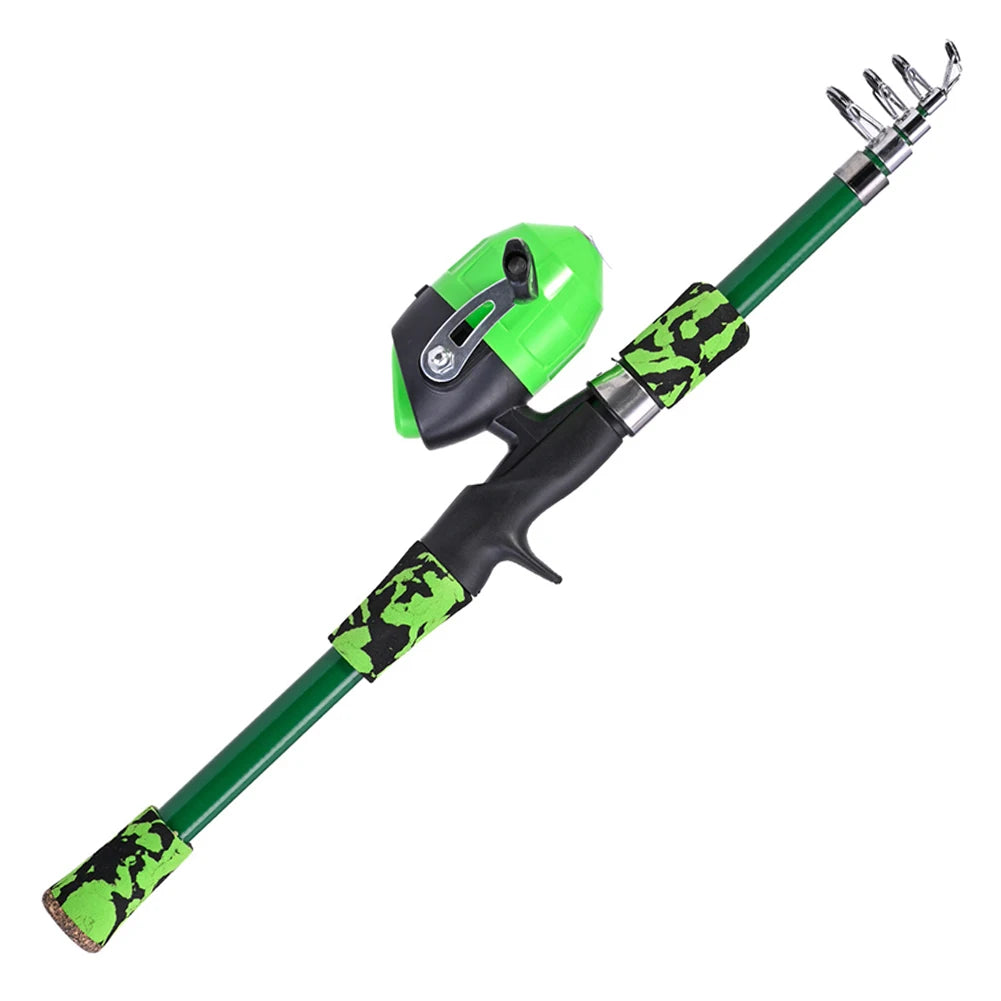 Children Fishing Pole Telescopic Hand Fishing Pole Mini Kids Fishing Rod With Fish Wheel Outdoor Accessories for Lakes Reservoir