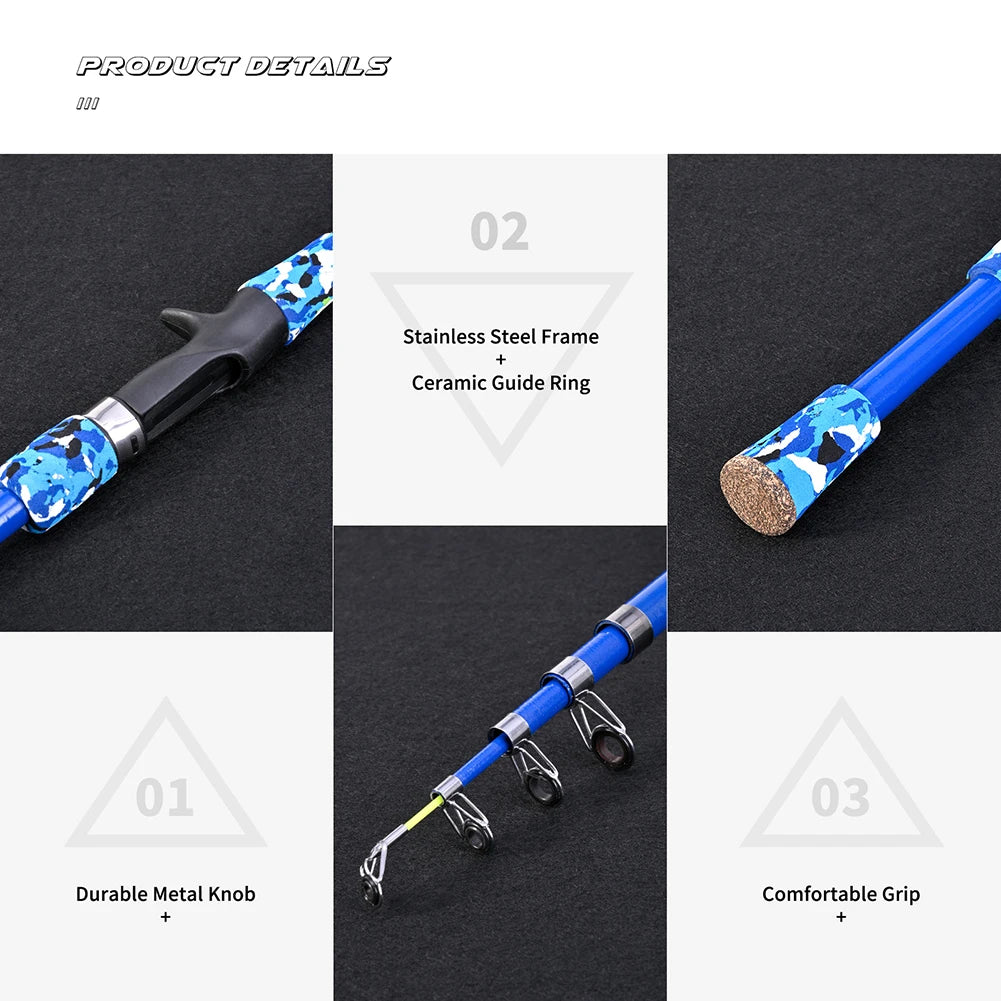 Children Fishing Pole Telescopic Hand Fishing Pole Mini Kids Fishing Rod With Fish Wheel Outdoor Accessories for Lakes Reservoir