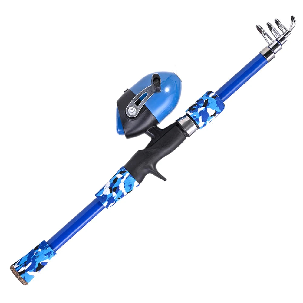 Children Fishing Pole Telescopic Hand Fishing Pole Mini Kids Fishing Rod With Fish Wheel Outdoor Accessories for Lakes Reservoir