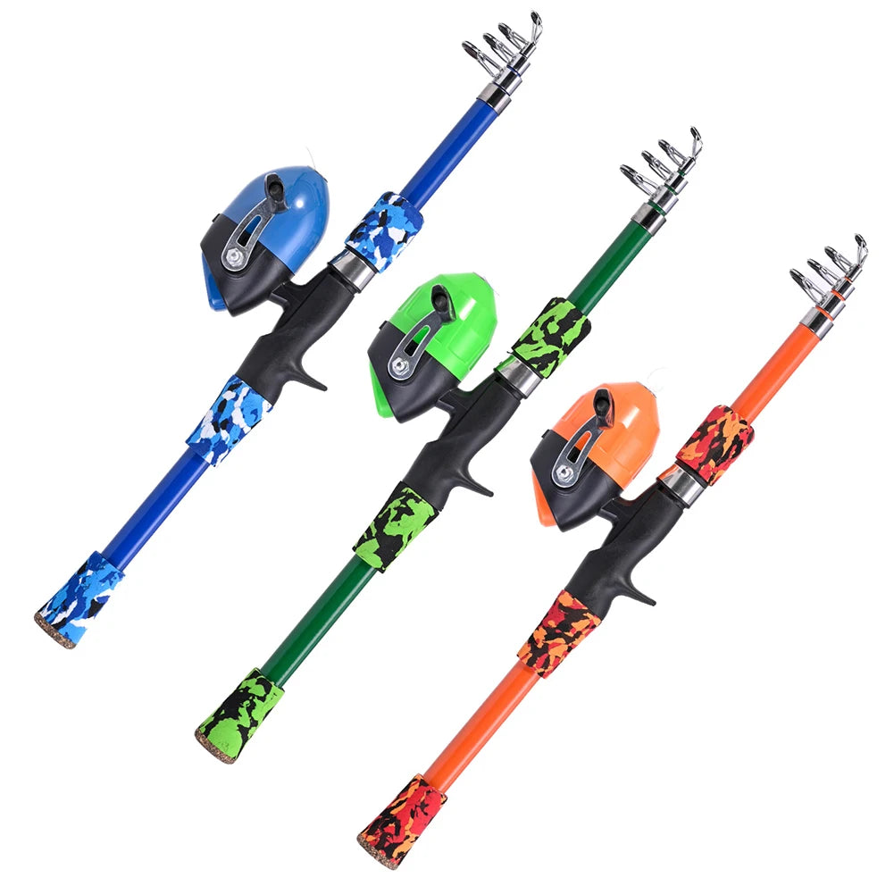 Children Fishing Pole Telescopic Hand Fishing Pole Mini Kids Fishing Rod With Fish Wheel Outdoor Accessories for Lakes Reservoir